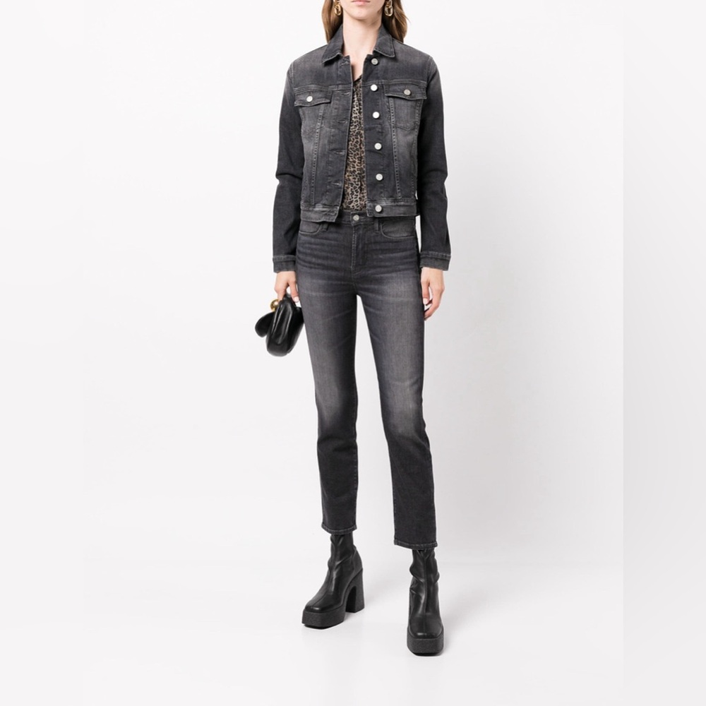 FRAME Black/Grey Washed Denim Jacket - Small